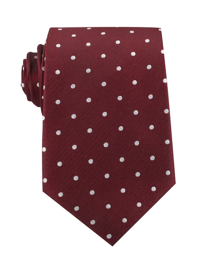 Nailhead Polka Dot Tie - Maroon with White