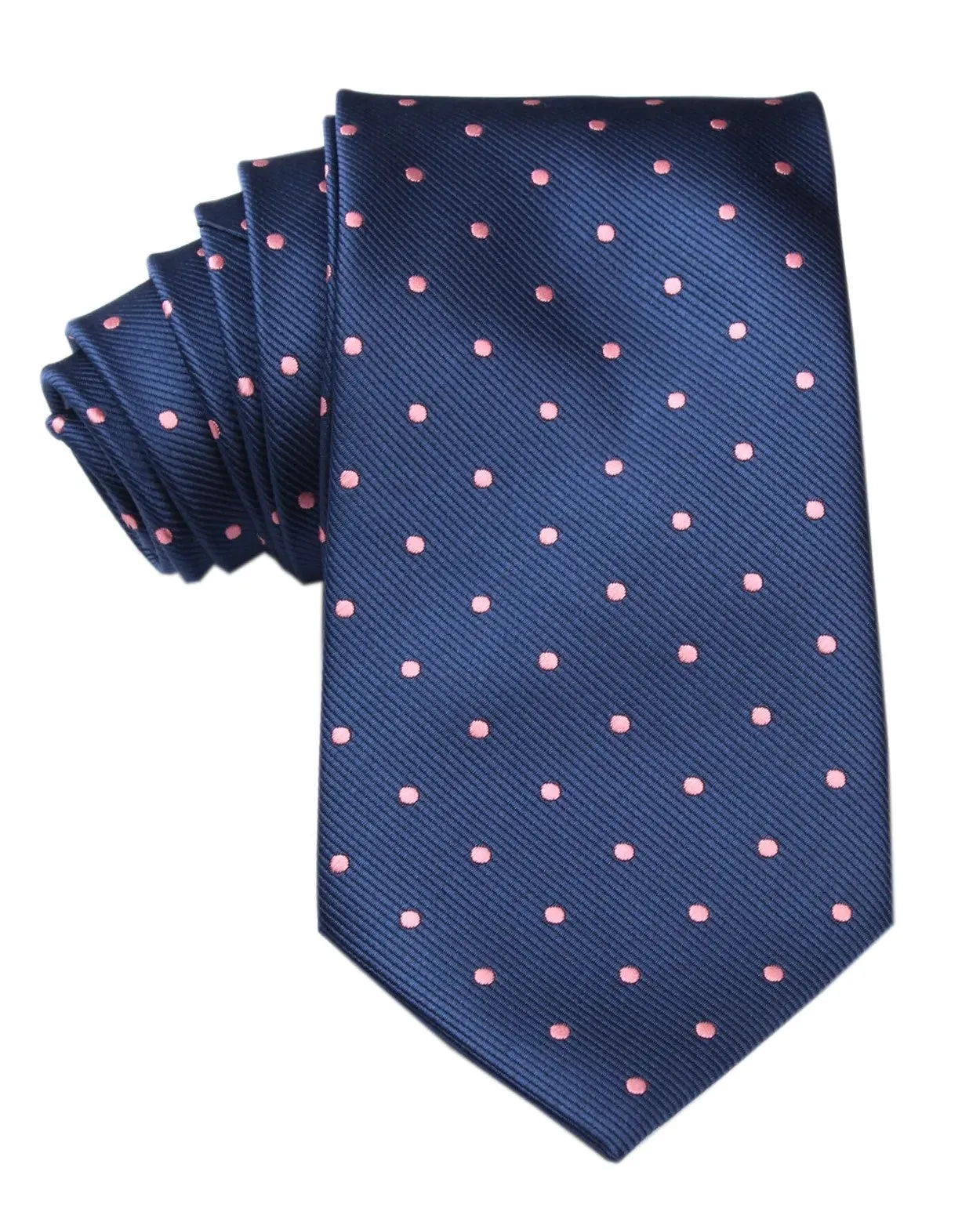 Nailhead Polka Dot Tie - Navy Blue with Pink