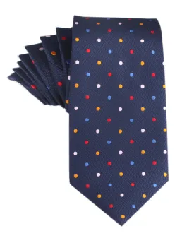 Nailhead Polka Dot Tie - Navy with Confetti Colours