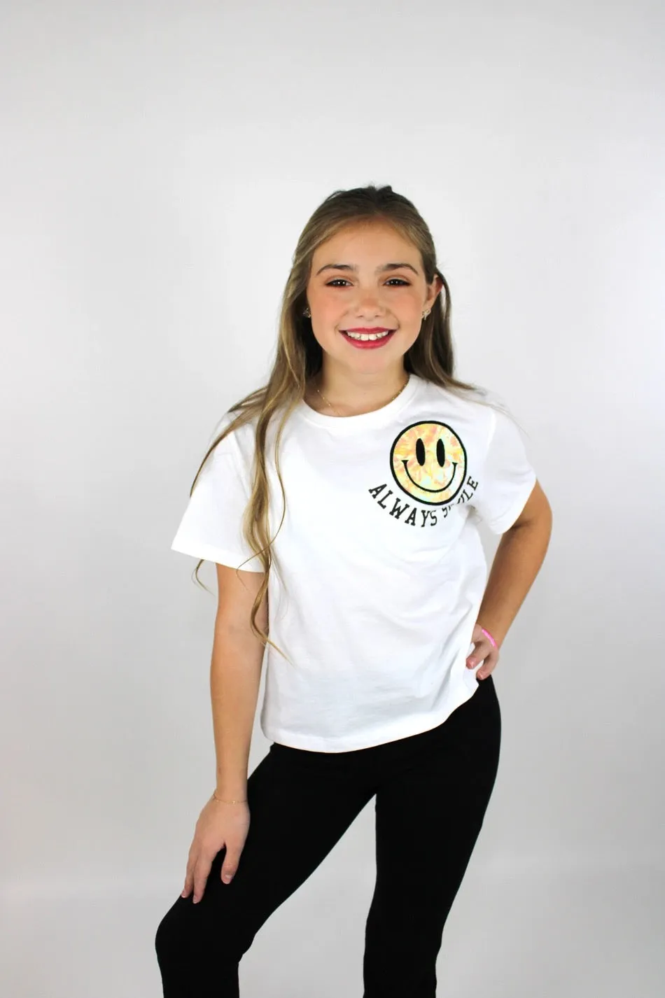 Paper Flower Happy Face Applique Shirt