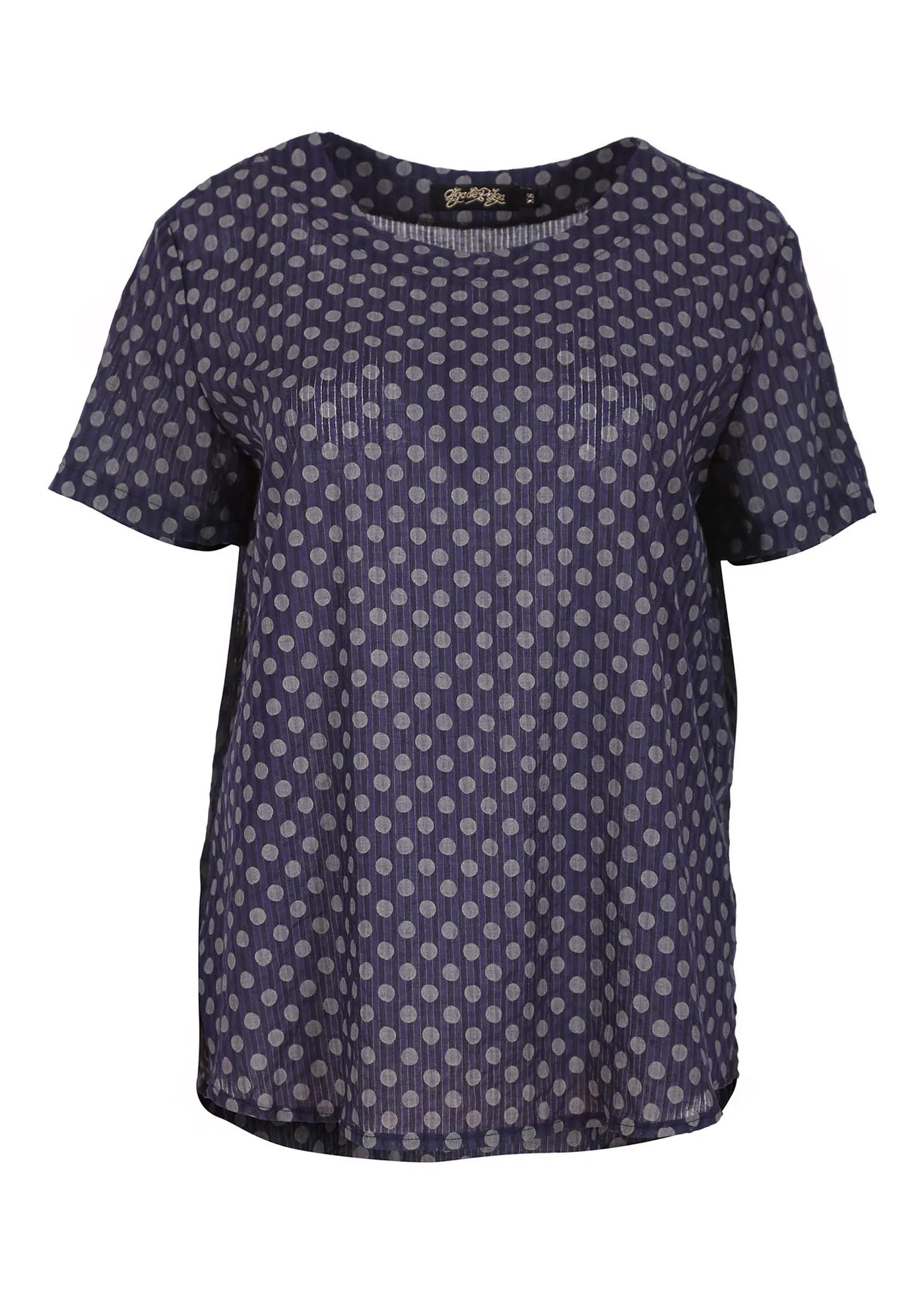 Polka Dot Top Navy in Seersucker