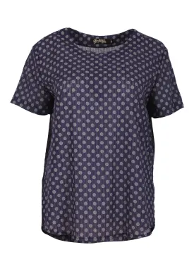 Polka Dot Top Navy in Seersucker