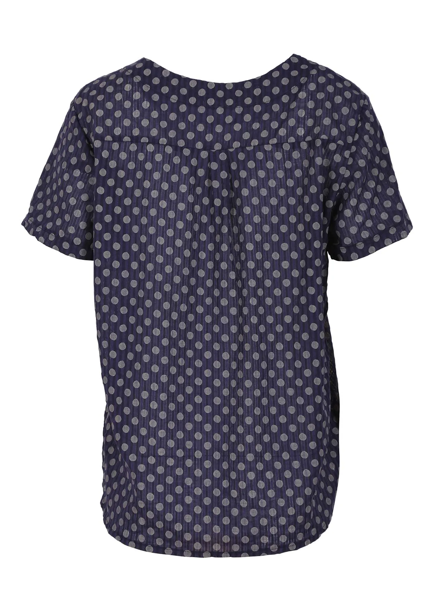 Polka Dot Top Navy in Seersucker