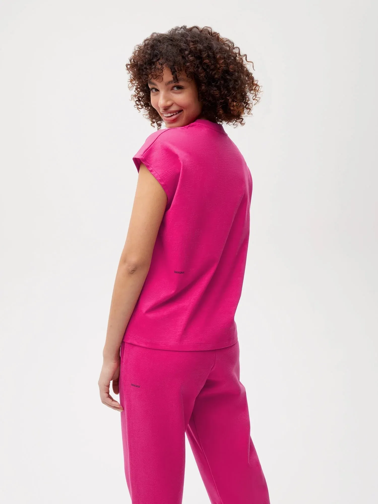PPRMINT™ Organic Cotton Cropped Shoulder T-shirt AW21—foxglove pink