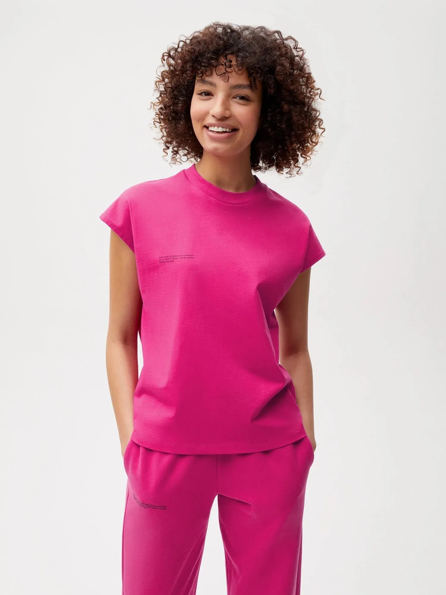 PPRMINT™ Organic Cotton Cropped Shoulder T-shirt AW21—foxglove pink