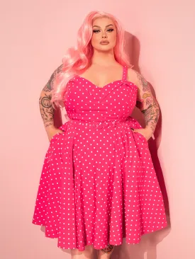 PRE-ORDER - Maneater Swing Dress in Hot Pink & White Polka Dot - Vixen by Micheline Pitt