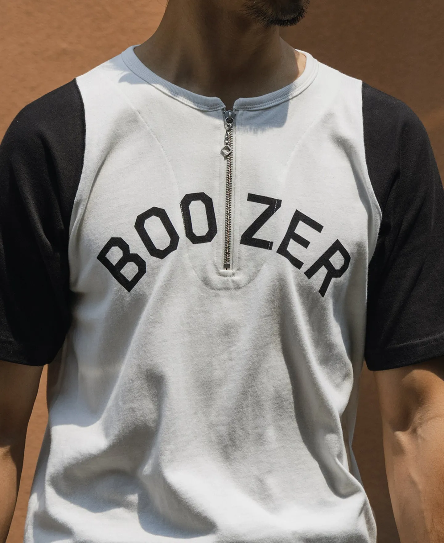 Printed Quarter-Zip Raglan Sleeve Rider T-Shirt - White