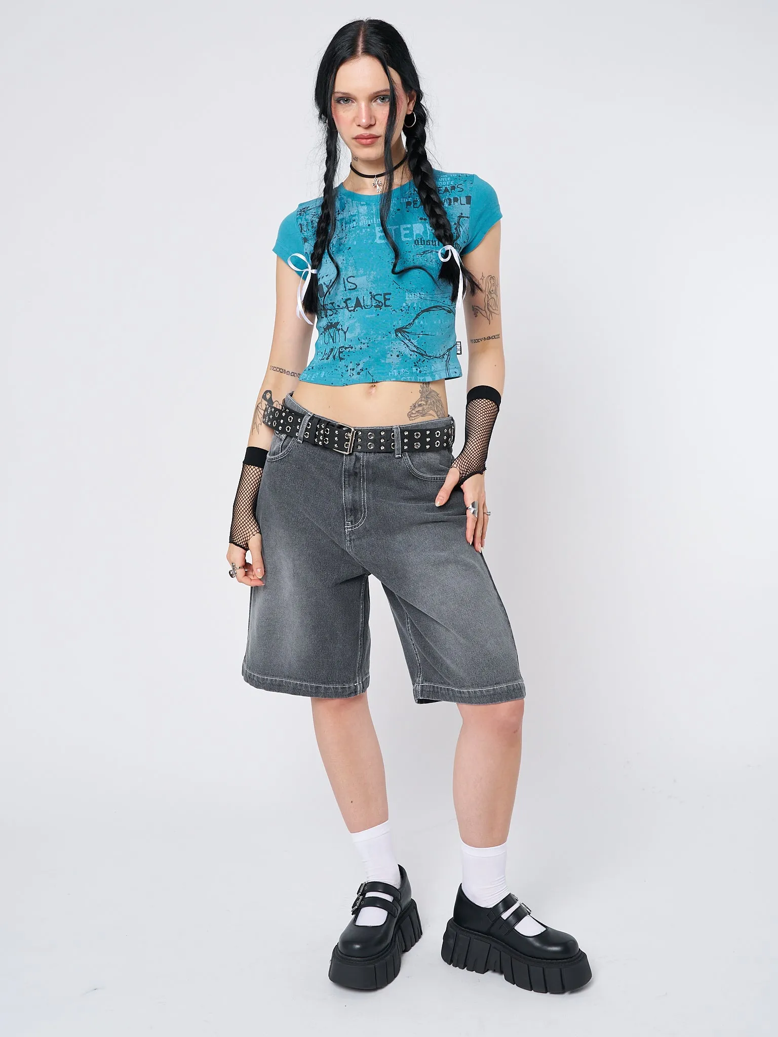 Real World Blue Graphic Baby Tee