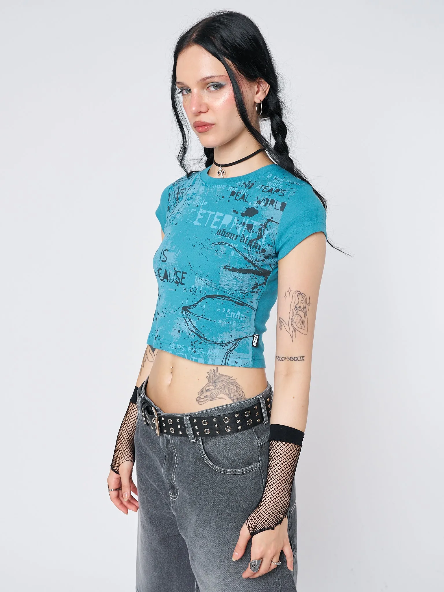 Real World Blue Graphic Baby Tee