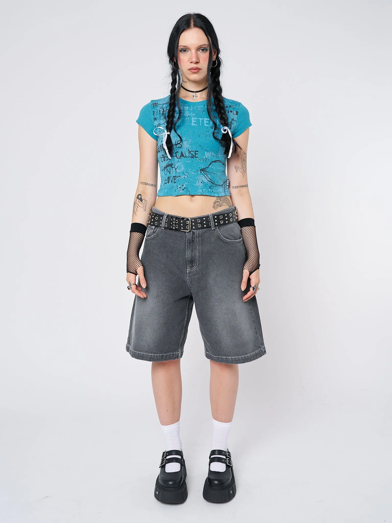 Real World Blue Graphic Baby Tee
