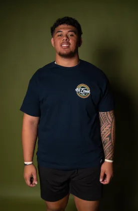 RETRO RAINBOW NAVY T-SHIRT (ALL SALES FINAL)