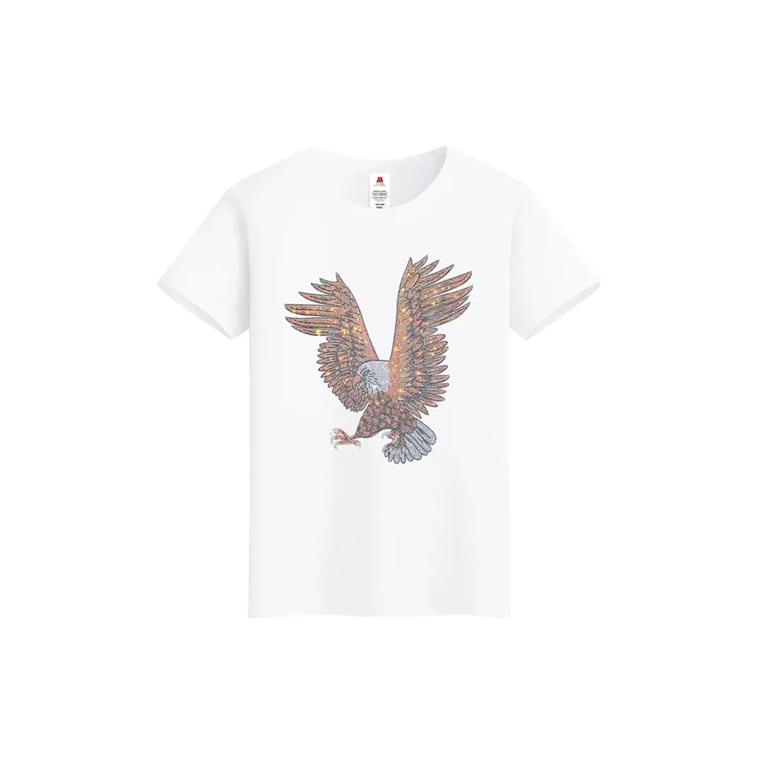 Rhinestone Eagle Print T-shirt