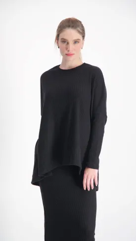 Ribbed Hi-Lo T-shirt / Black