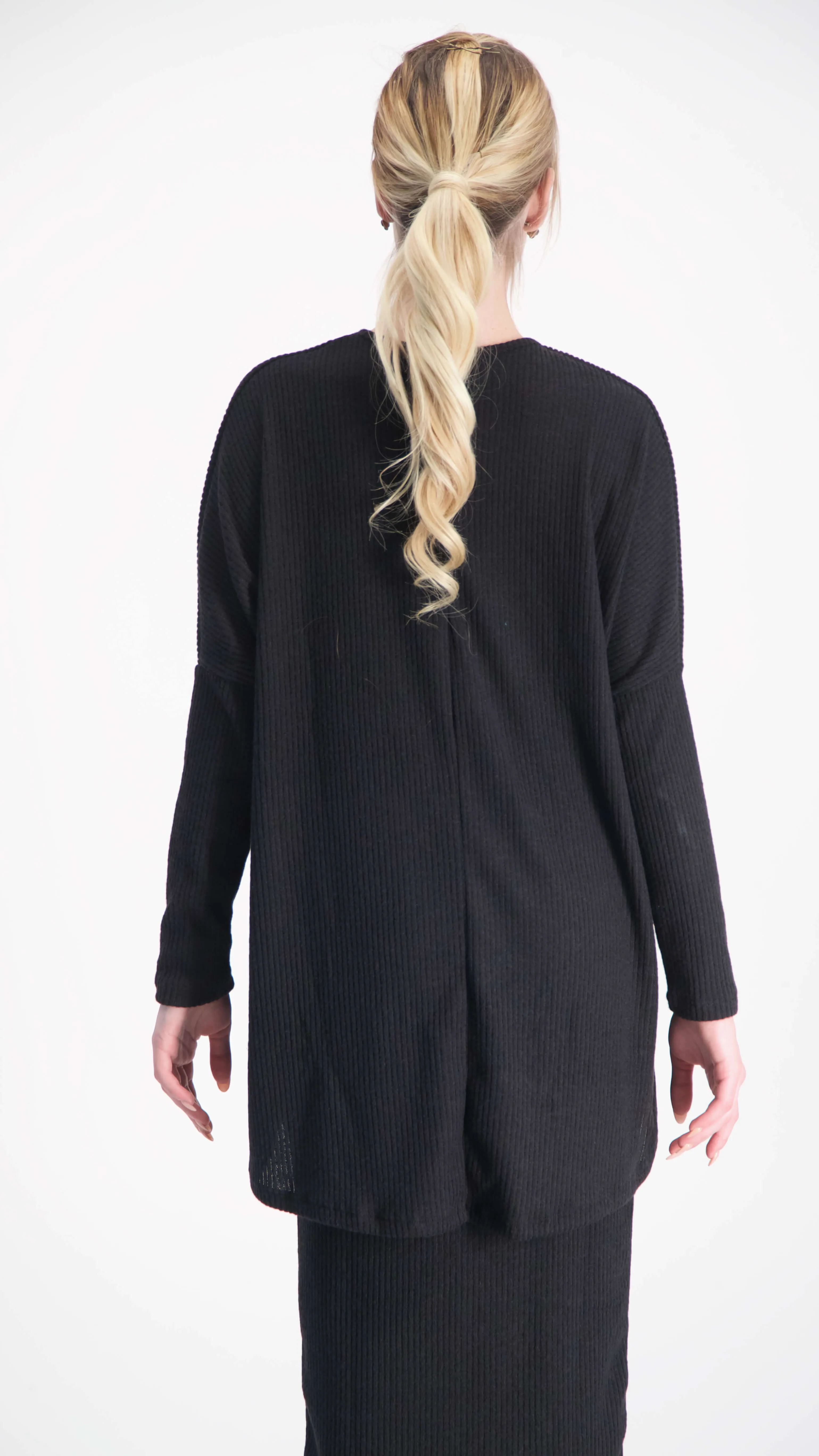 Ribbed Hi-Lo T-shirt / Black