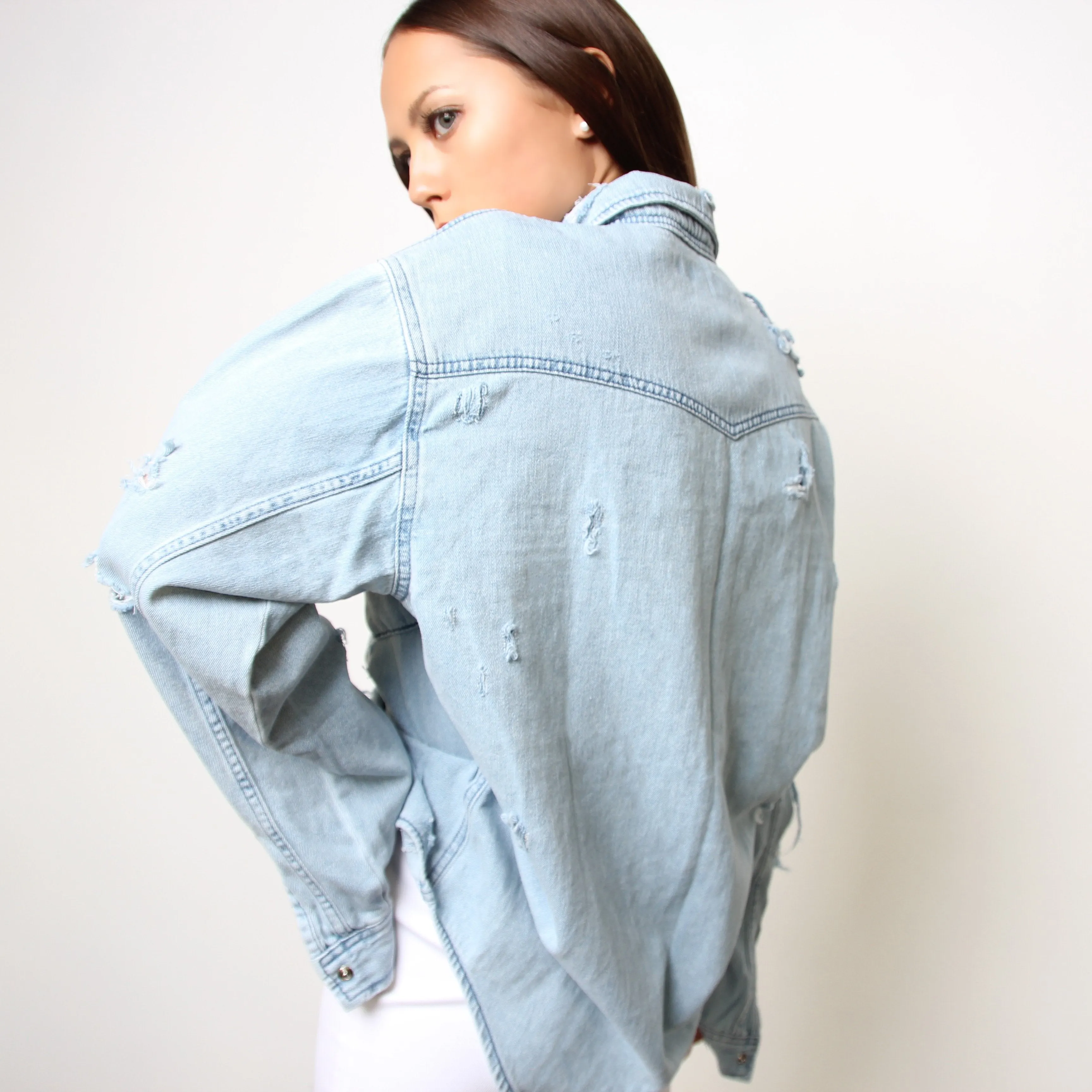 Ripped Denim Shirt