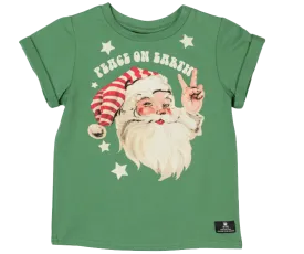 Rock Your Kid - Peace on Earth Santa Tee in Green