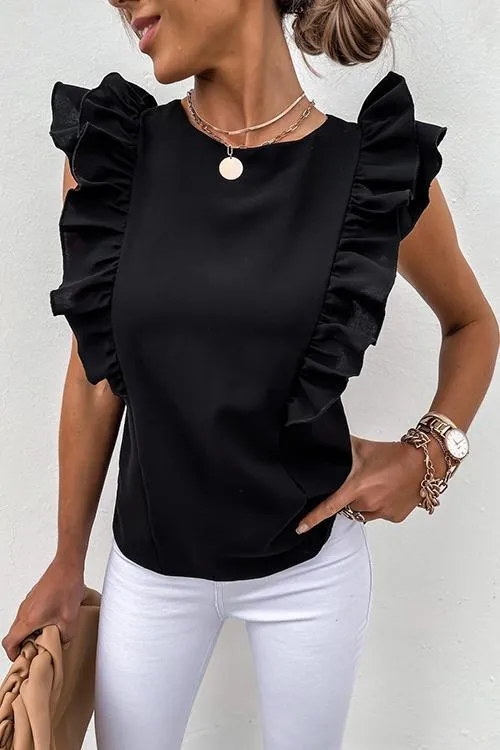 Ruffles Sleeveless T Shirt