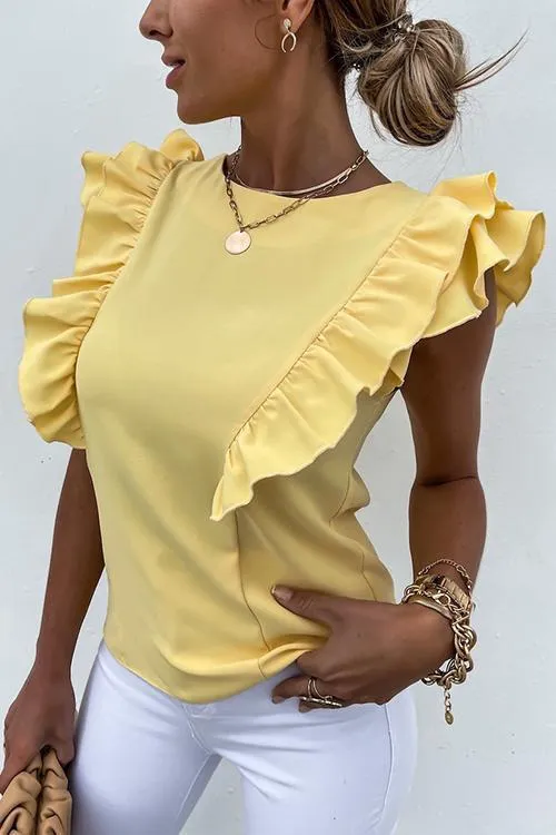 Ruffles Sleeveless T Shirt