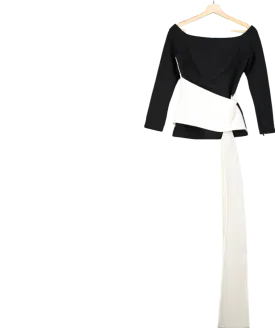 Safiyaa Black Colette Monochrome Top UK 8