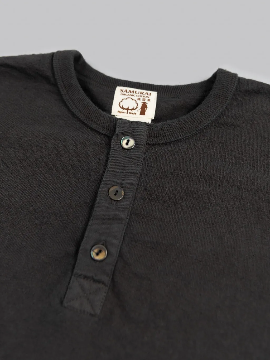Samurai Jeans SJST-SC02 Japanese Cotton Henley T-Shirt Kuromame