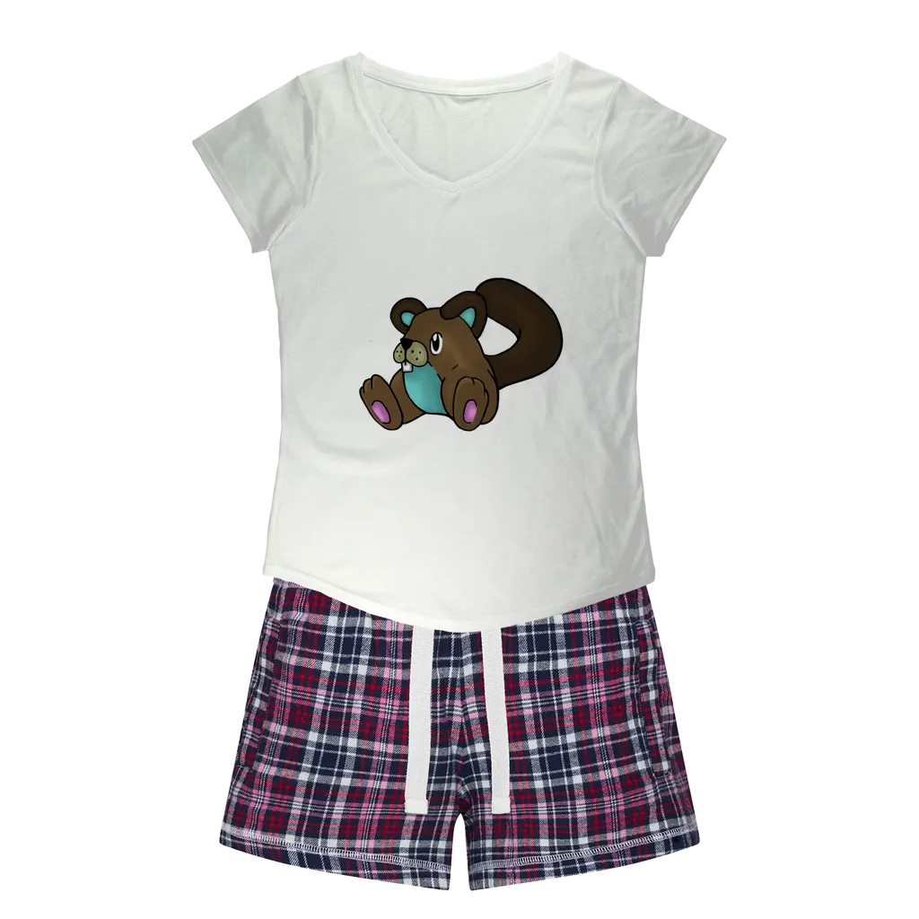Showchu Women's Sleepy Tee and Flannel Short