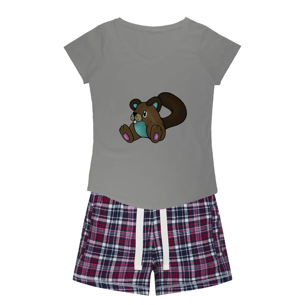 Showchu Women's Sleepy Tee and Flannel Short