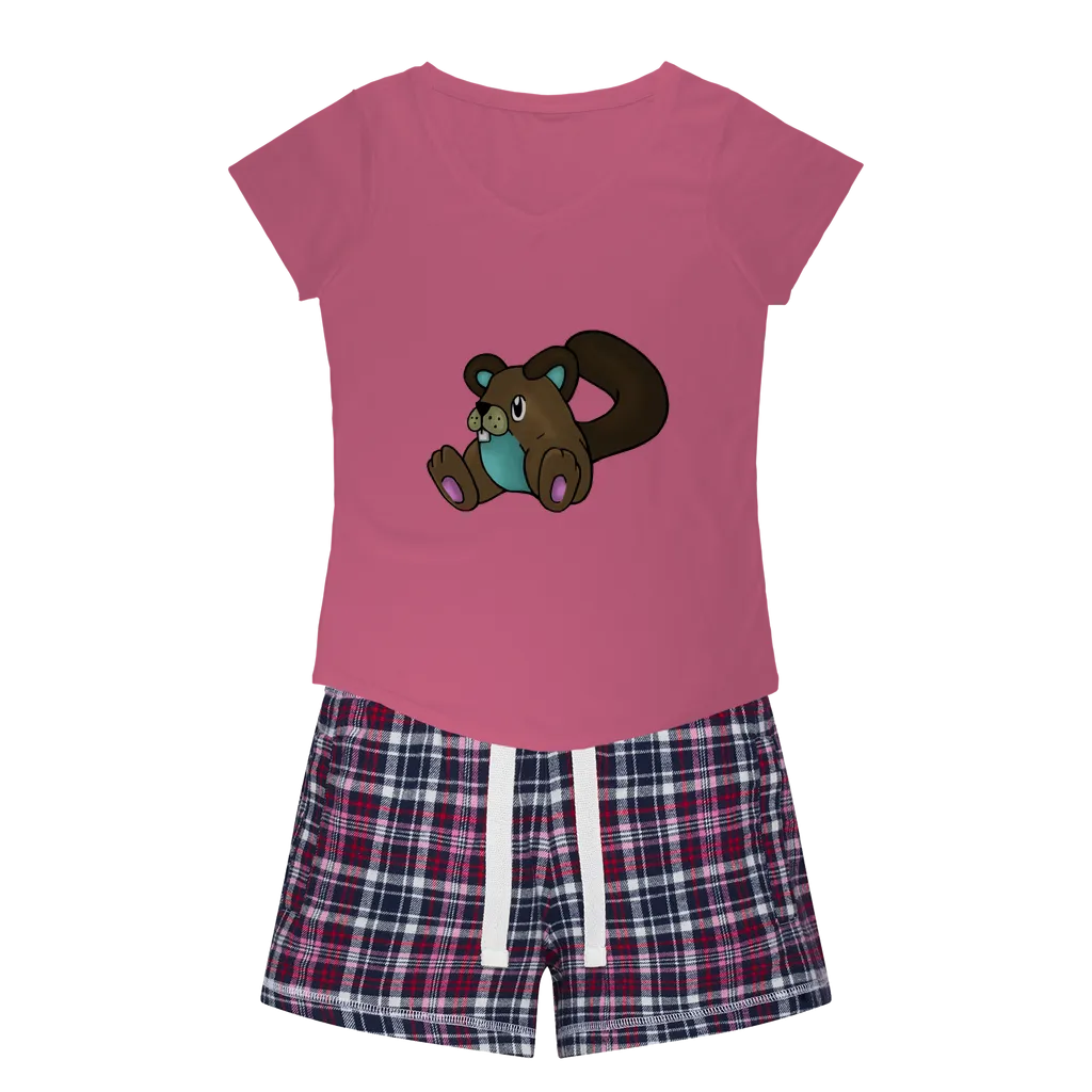 Showchu Women's Sleepy Tee and Flannel Short