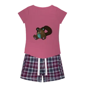 Showchu Women's Sleepy Tee and Flannel Short