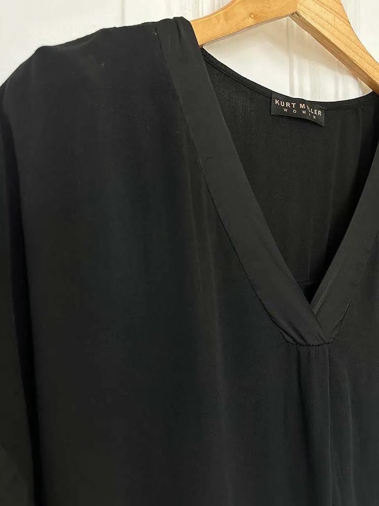Silk Feel Edge Top - Black