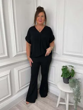 Silk Feel Edge Top - Black