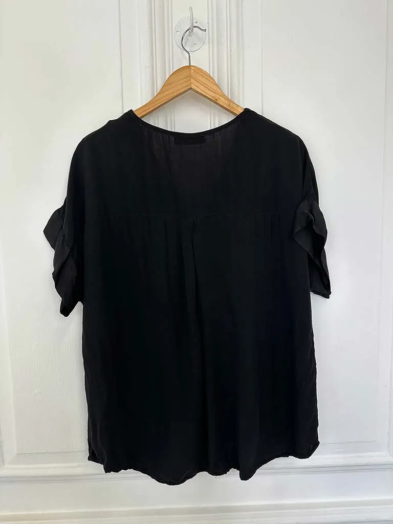 Silk Feel Edge Top - Black