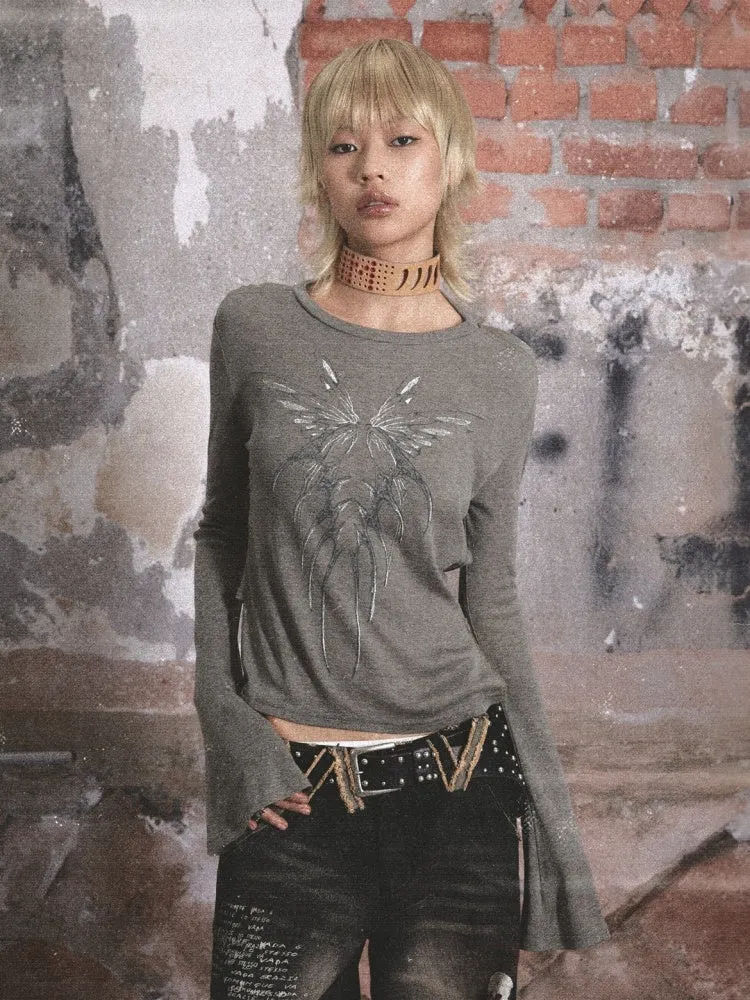 Slim Fit Stretch Backless Long Sleeve T-Shirt【s0000003436】