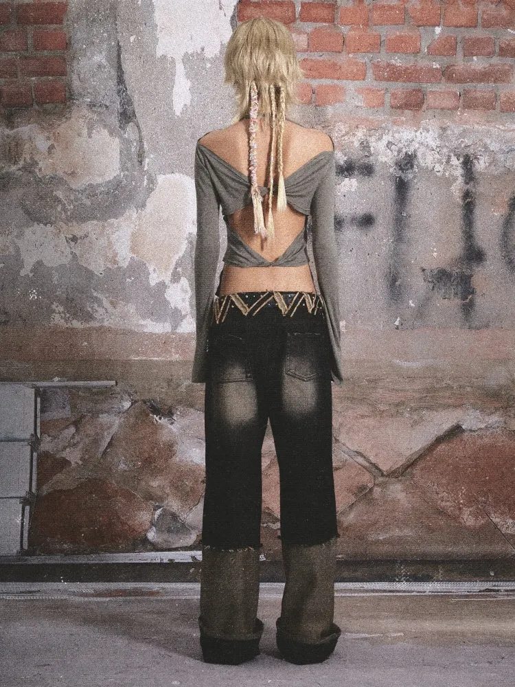 Slim Fit Stretch Backless Long Sleeve T-Shirt【s0000003436】