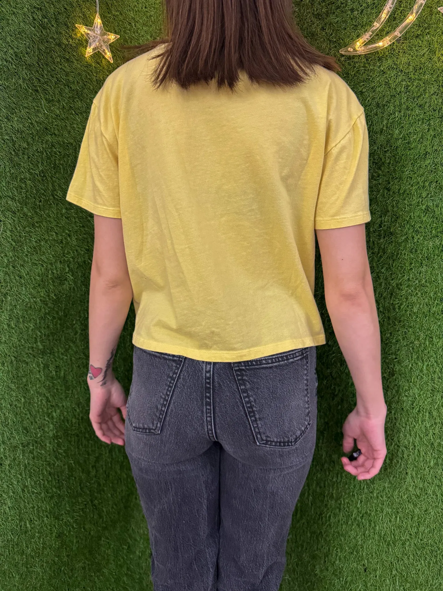 Slow Fashion Sun Cropped Yellow T-Shirt M