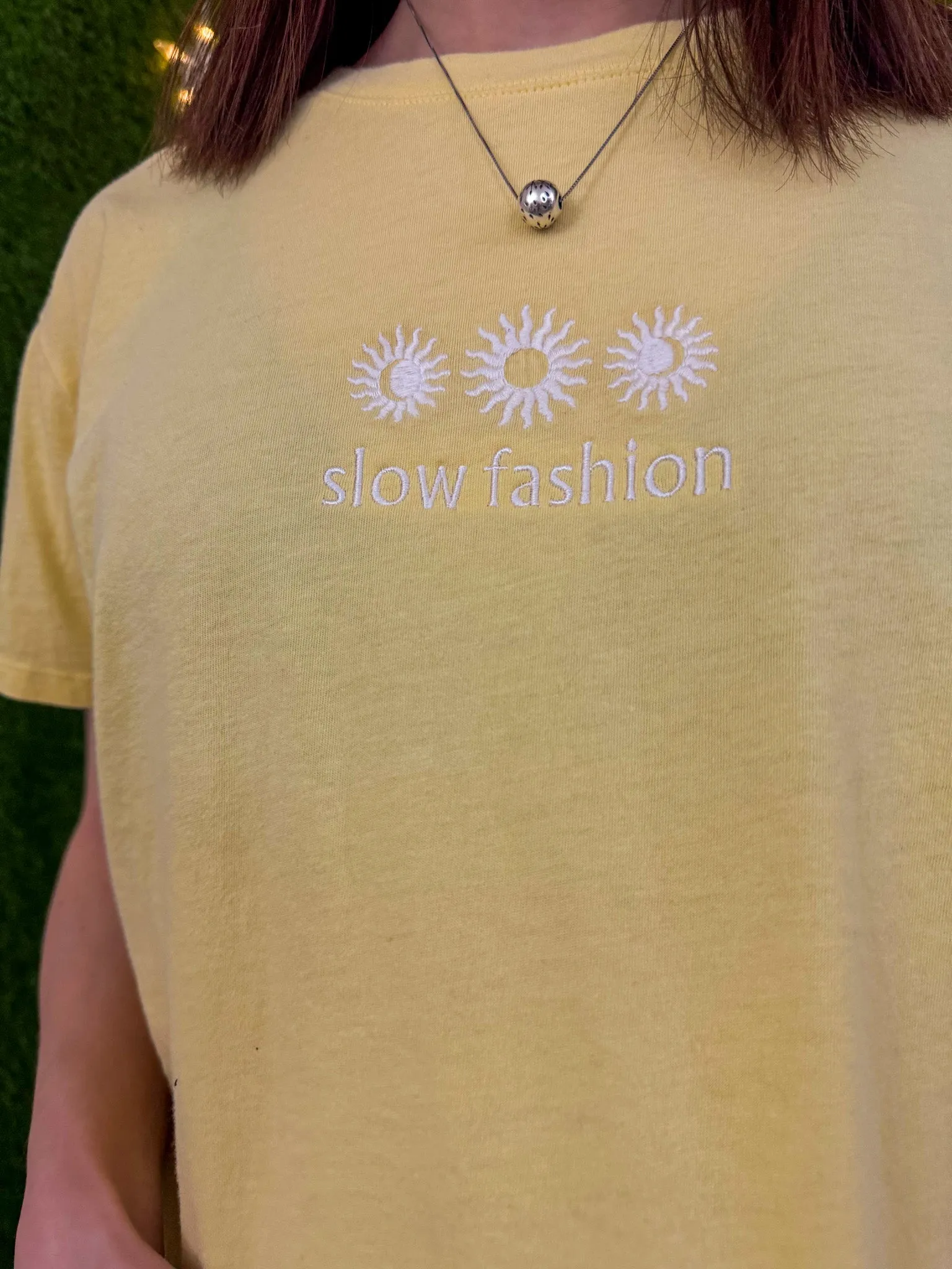 Slow Fashion Sun Cropped Yellow T-Shirt M
