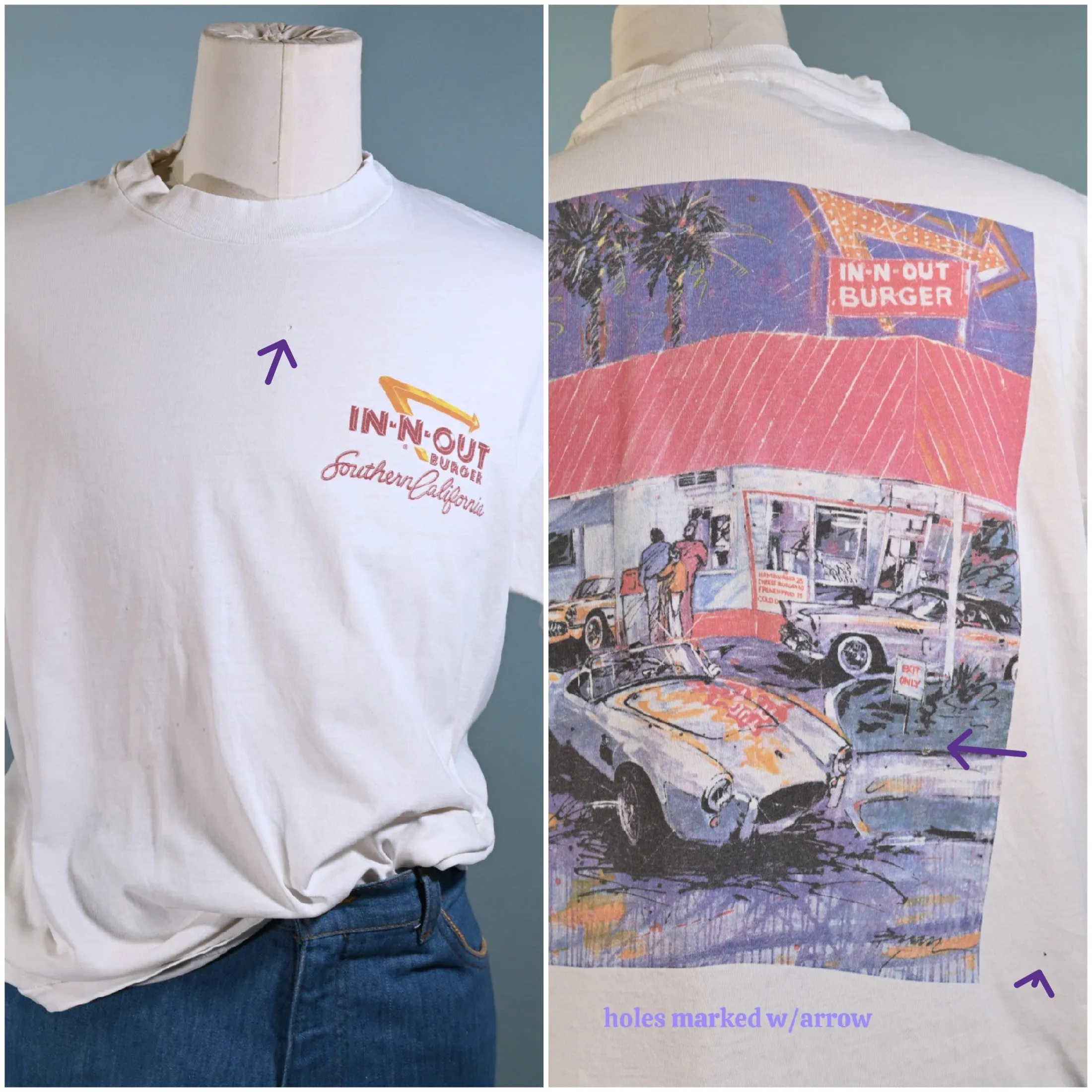 SOLD Vintage 90s In-N-Out Burger T Shirt, Southern California L