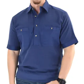 Solid Knit Banded Bottom Shirt with Woven Chest Panel 6041-22N Big and Tall - Navy