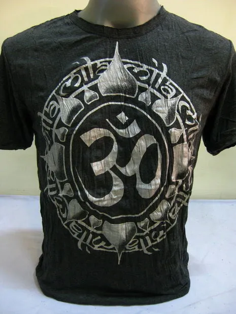 Sure Design Men's Infinitee Ohm T-Shirt Silver on Black