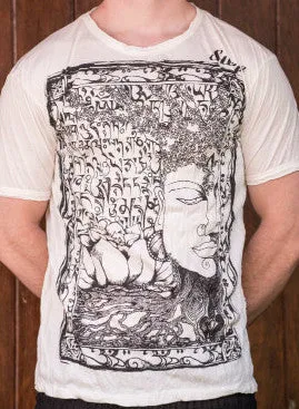 Sure Design Men's Sanskrit Buddha T-Shirt White