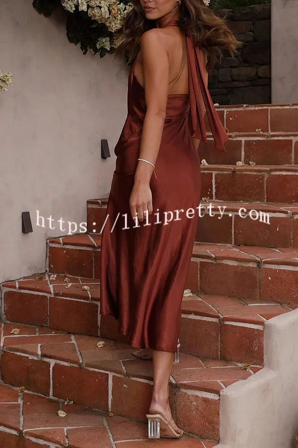 Swan Backless Lace Up Slit Zipper Maxi Dress