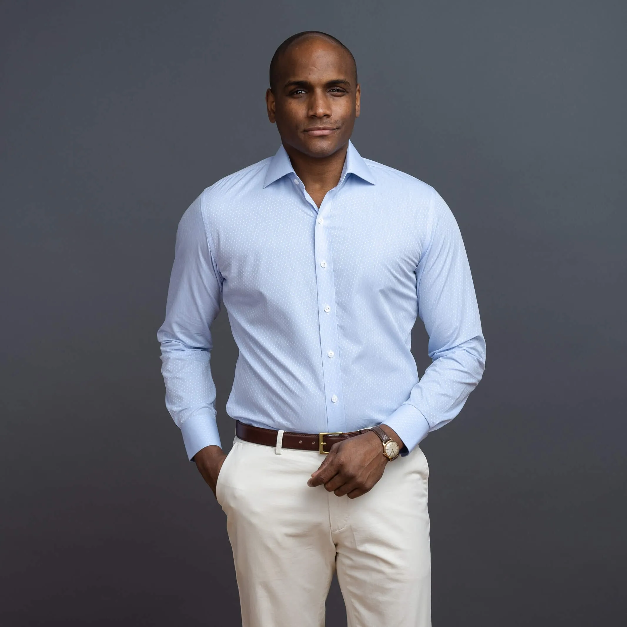 The Light Blue Talbott Jacquard Dot Custom Shirt