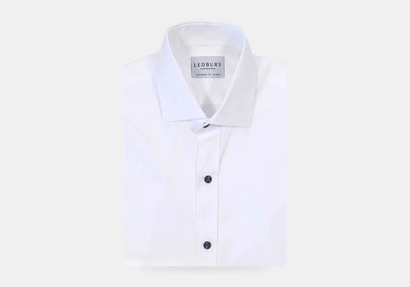 The White Adler Fine Twill with Navy Buttons Custom Shirt