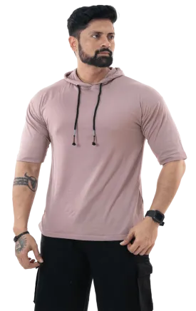 THiNK Men's Pastel Pink Drop Sleeves Hoodie