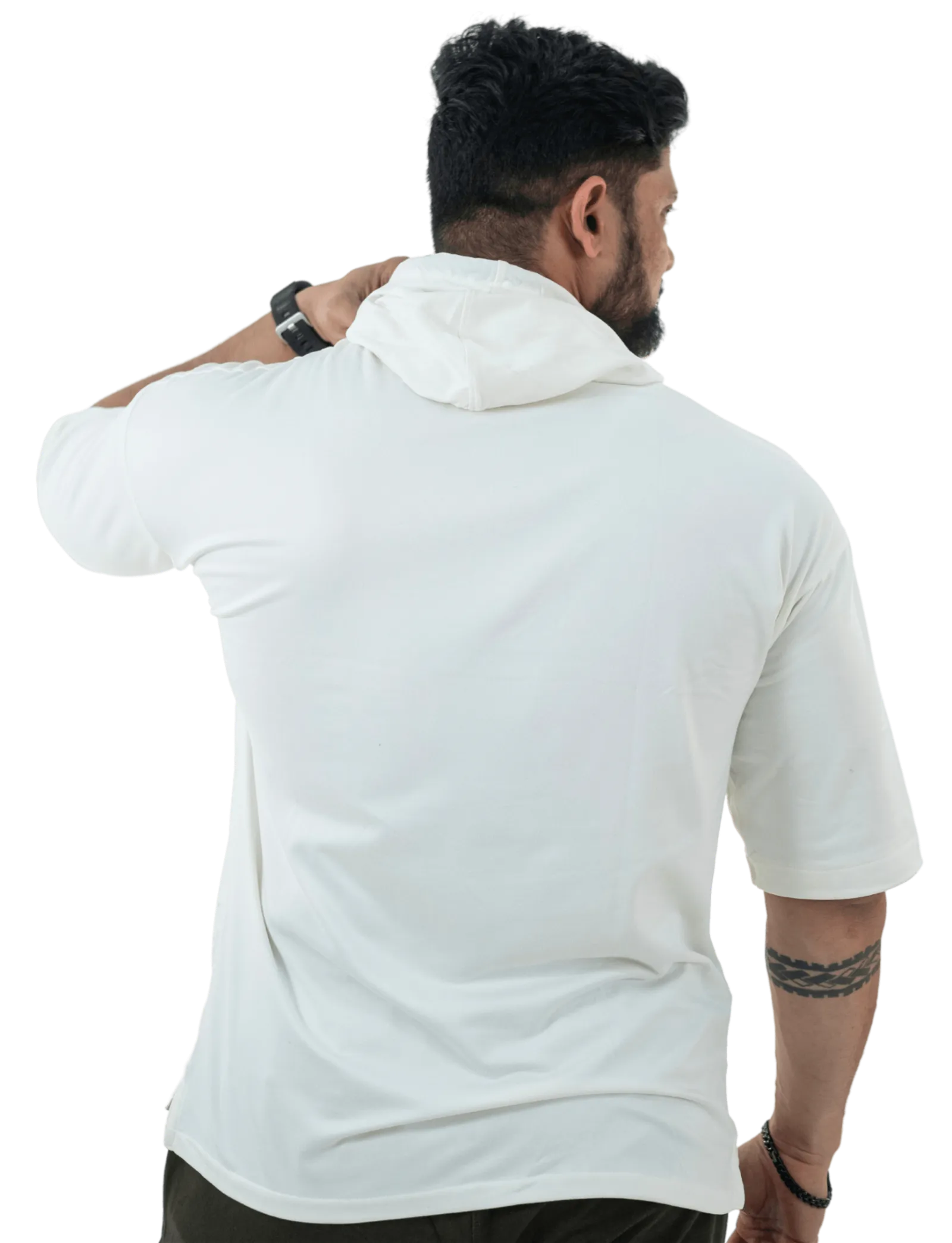 THiNK Men's White Drop Sleeves Hoodie