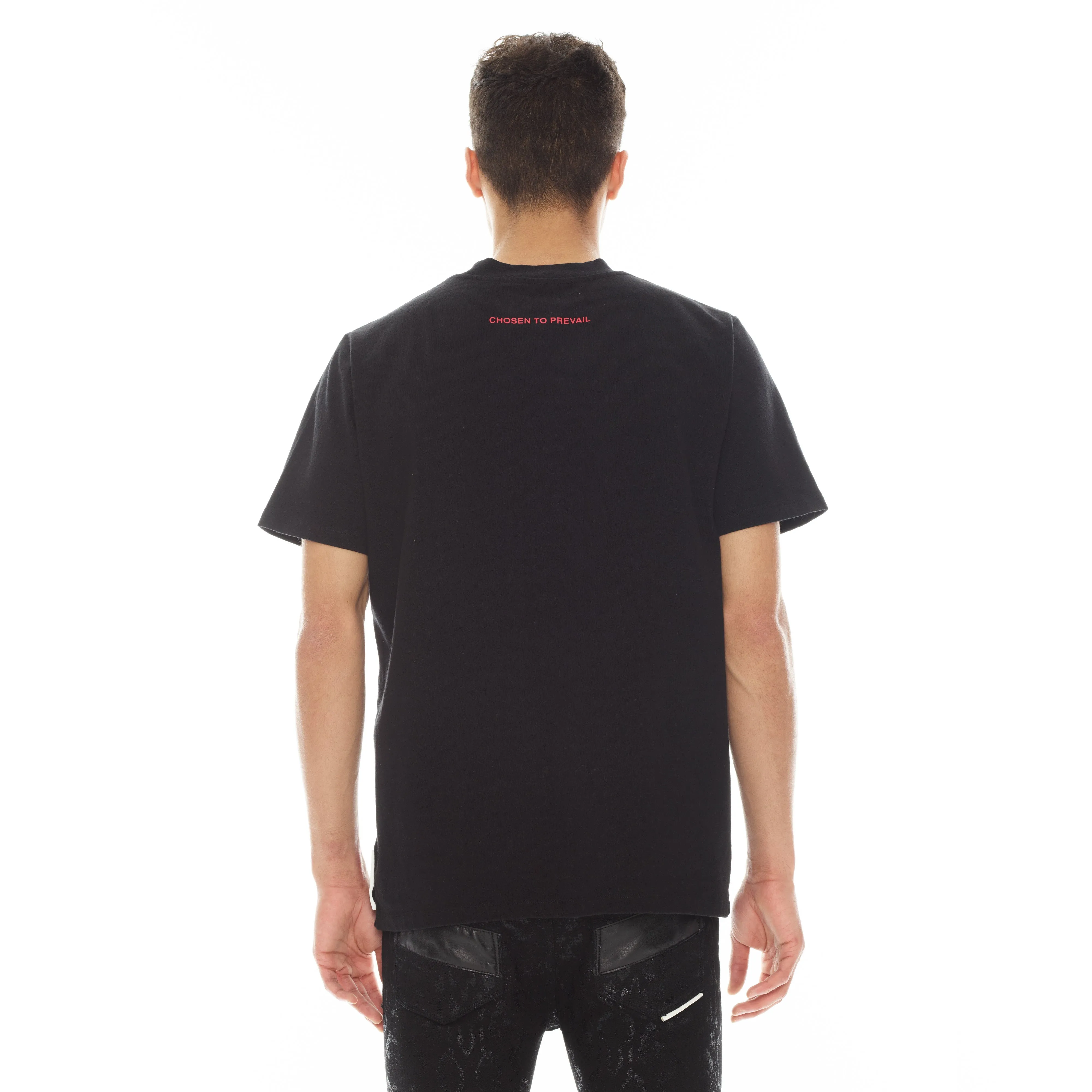TRIANGLE LOGO TEE IN BLACK & RED
