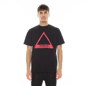 TRIANGLE LOGO TEE IN BLACK & RED