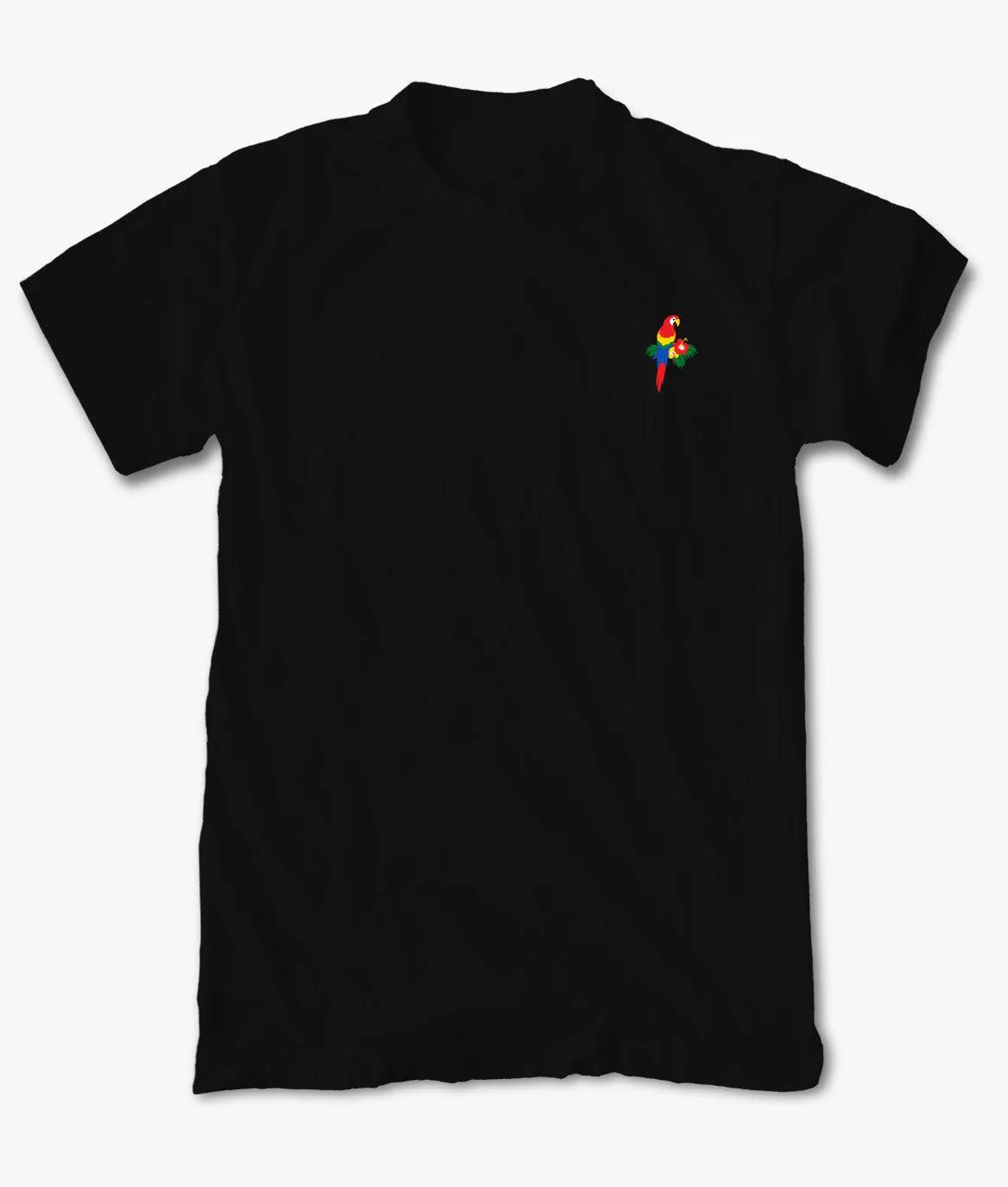 Tropical Parrot Embroidered Mens T-Shirt
