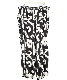 Ulla Popken Black Plus Size Monochrome Print Pull On Trousers UK XXXL