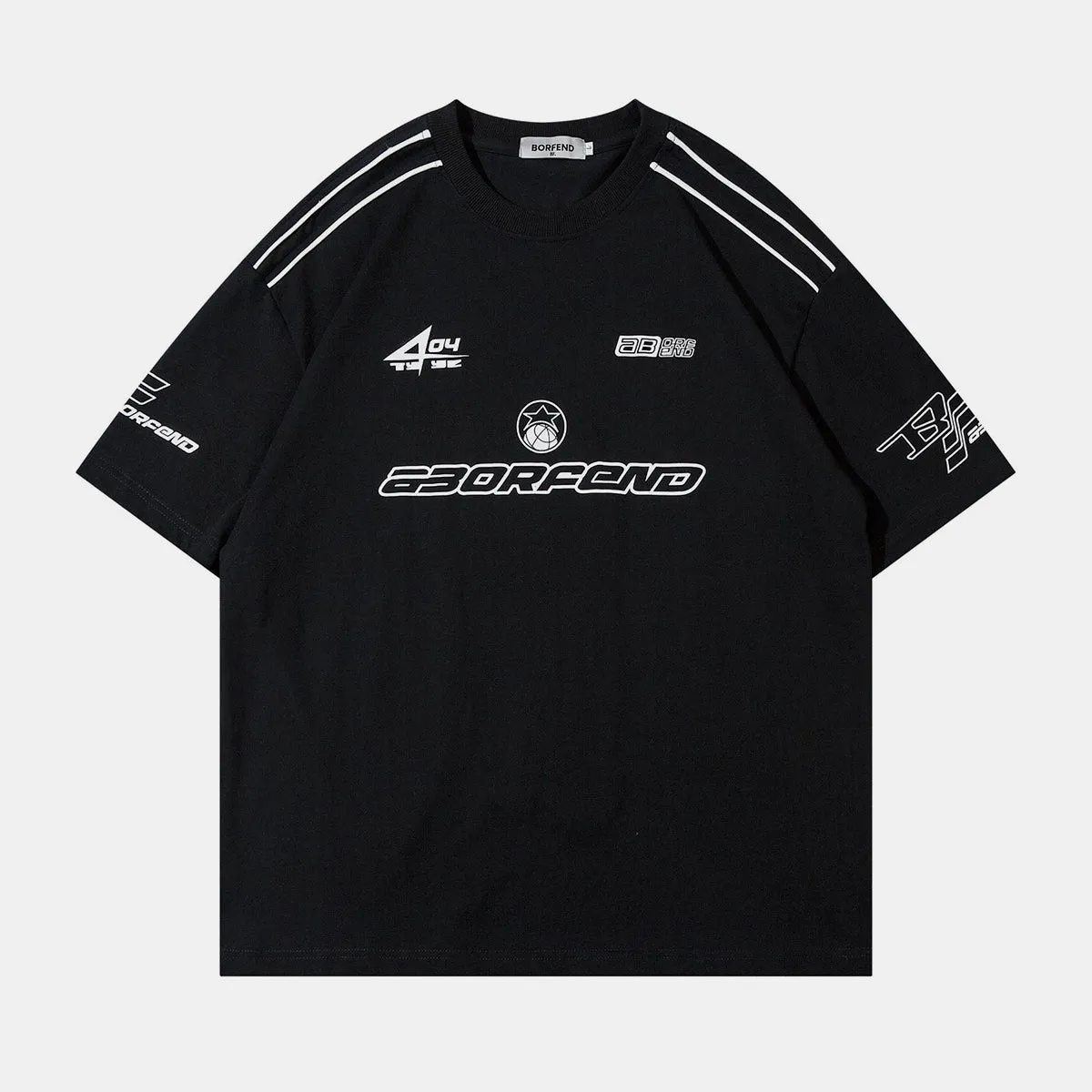 Mens Oversized Varsity Racing Graphic T-Shirt - Comfortable Casual Tee for Sports Enthusiasts
