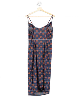 Very Navy Blue Polka Dot Slip Dress Size UK 10